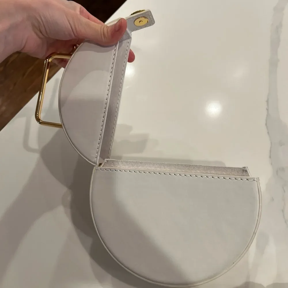 Rachel Comey Rider Circle Bag Ivory White Leather Round Brass Top Handle Rare - Picture 10 of 15